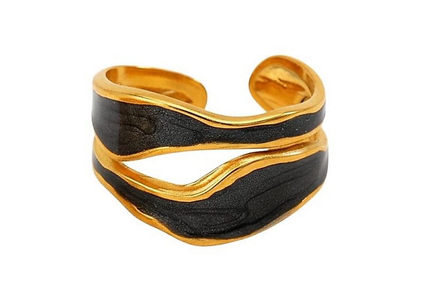 KARMA Fingerring Damen Gold Weiß od- Schwarz Ring Edelstahl vergoldet Damen günstig online kaufen