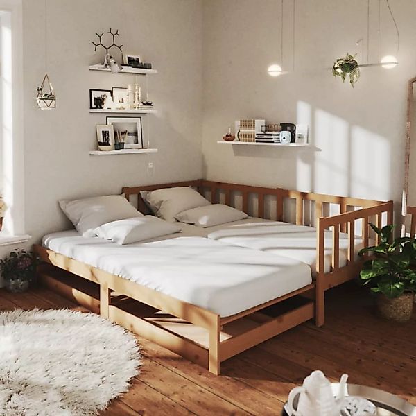Ausziehbares Tagesbett Honigbraun 2x(90x200) Cm Massivholz Kiefer günstig online kaufen
