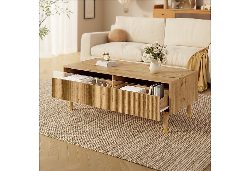 REDOM Couchtisch mit 2 große Schubladen aus Acryl mit Wellenstruktur (Beist günstig online kaufen