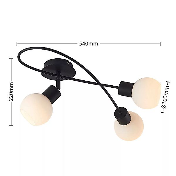 Lindby Deckenlampe Elaina 3fl lang, schw. weiß günstig online kaufen