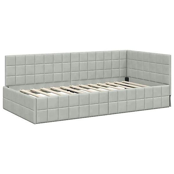 vidaXL Eckbettgestell mit Kopfteil Hellgrau 90 x 190 cm Samt 42016378 günstig online kaufen