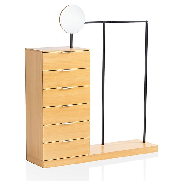 FINEBUY Garderobe Kleiderschrank Eiche 145 cm günstig online kaufen