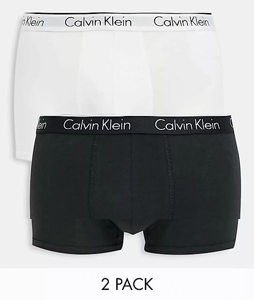 Calvin Klein – 2er-Pack Unterhosen mit Logobund in Schwarz und Weiß günstig online kaufen