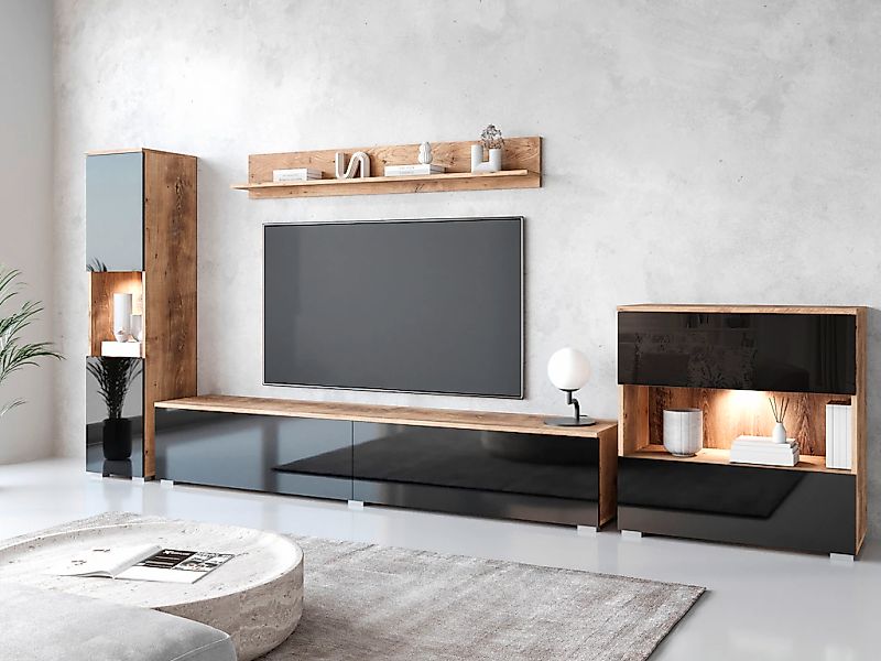 INOSIGN Wohnwand "PARIS, Vitrine Türanschlag links/rechts wechselbar", (Kom günstig online kaufen
