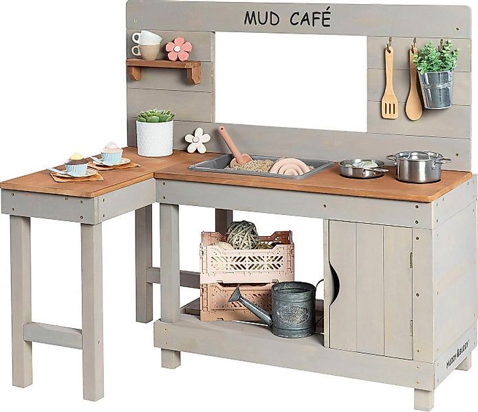 MUDDY BUDDY® Outdoor-Spielküche Mud Café Holz, Matschküche, warmgrau, FSC® günstig online kaufen