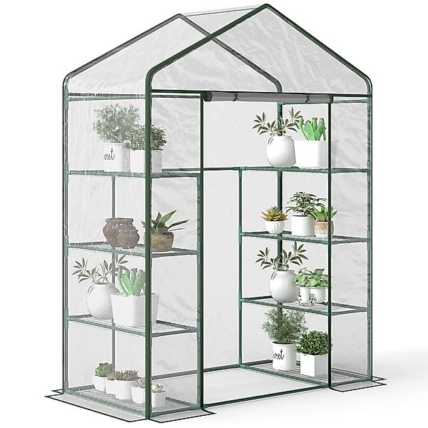 Outsunny Rechteckiges Garten- und Terrassengewächshaus 143x73x195cm, Transp günstig online kaufen