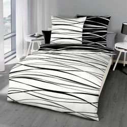 TRAUMSCHLAF Bettwäsche Bibermotion black&white, Biber, 2 günstig online kaufen