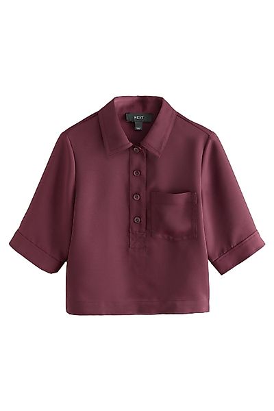 Next Blusenshirt Kurzarm-Poloshirt aus Crêpe (1-tlg) günstig online kaufen