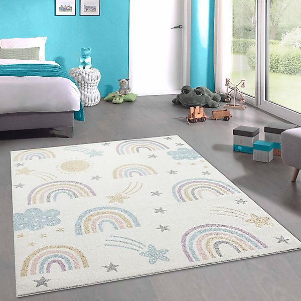 Carpetia Teppich Kurzflor Teppich Kinder creme-mix günstig online kaufen