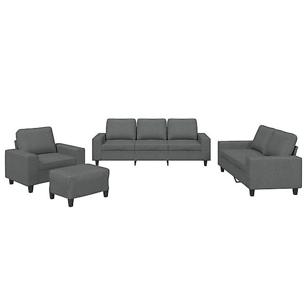 vidaXL Sofa 4-tlg. Sofagarnitur Dunkelgrau Stoff günstig online kaufen