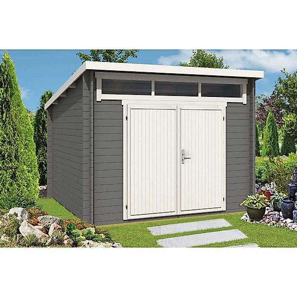 Alpholz Gartenhaus Maria-Optima Pultdach 320 cm x 345 cm Natur günstig online kaufen