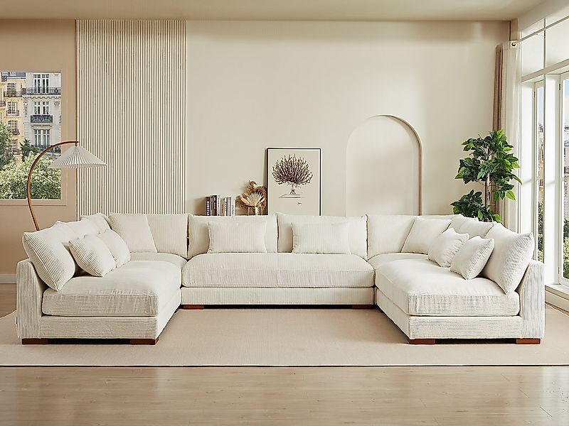 Große Wohnlandschaft - Cord - Beige - SPERONE günstig online kaufen