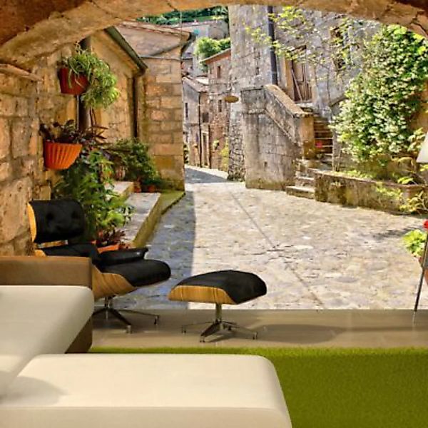 artgeist Fototapete Provincial alley in Tuscany mehrfarbig Gr. 400 x 280 günstig online kaufen