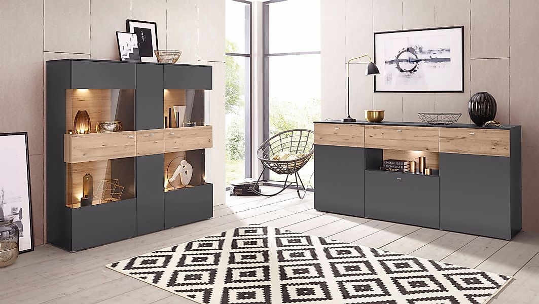 FORTE Sideboard "Como" Kommode, Stauraumschrank, LED Beleuchtung, Soft Clos günstig online kaufen