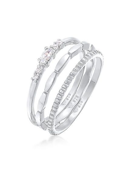 Elli Ring-Set Zirkonia Marquise Basic Stapelring Set 925 Silber, Ring Set günstig online kaufen