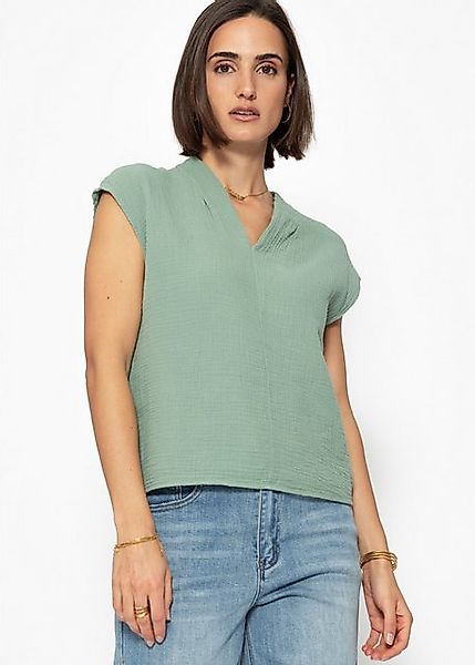 SASSYCLASSY Kurzarmshirt Musselin Shirt Damen kurz günstig online kaufen