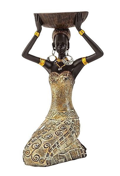 MF Kerzenhalter Skulptur Nyala Afrikanische Frau mit Kerzenhalter Gold 22 c günstig online kaufen