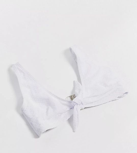 Peek & Beau – Fuller Bust – Exklusives Bikinioberteil in Weiß mit Knotendes günstig online kaufen