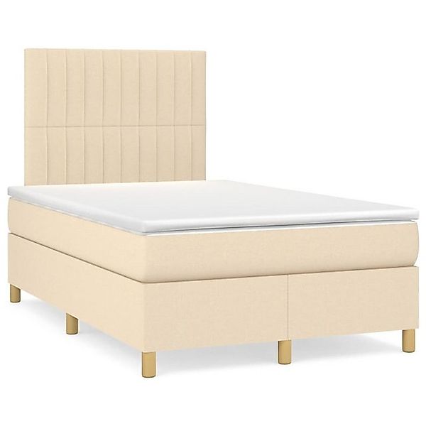 vidaXL Boxspringbett Boxspringbett mit Matratze Creme 120x200 cm Stoff Bett günstig online kaufen