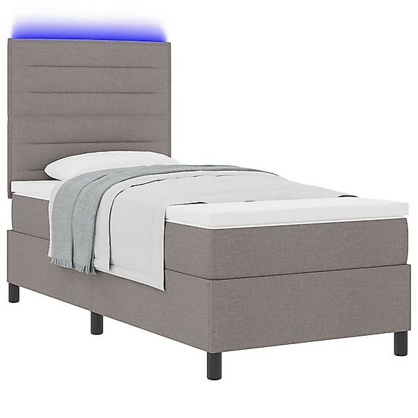 vidaXL Bett Boxspringbett mit Matratze & LED Taupe 100x200 cm Stoff (1-tlg) günstig online kaufen
