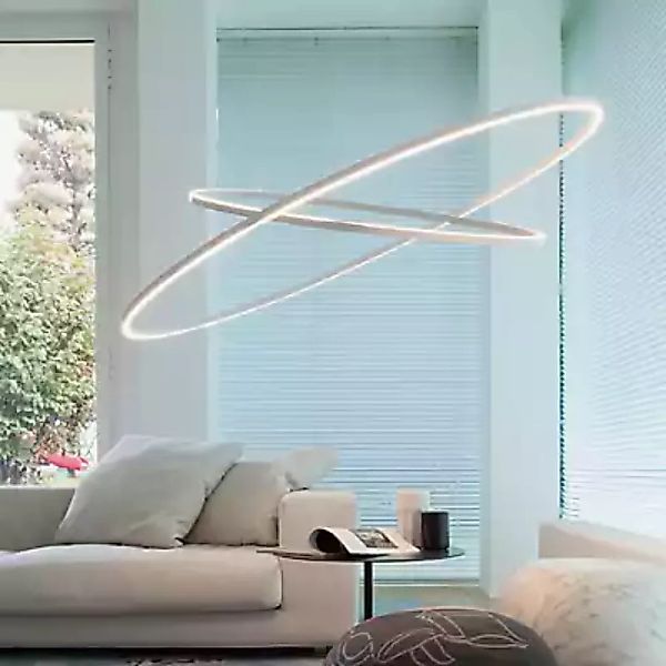 Nemo Ellisse Double Pendelleuchte LED, aluminium poliert - 2.700 K - 135 cm günstig online kaufen