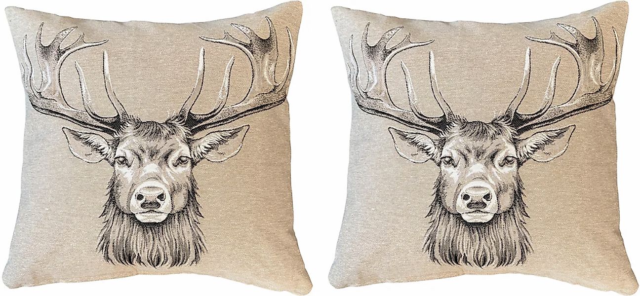 HOME WOHNIDEEN Kissenhülle "CIERVO" mit Füllung, Gobelin günstig online kaufen
