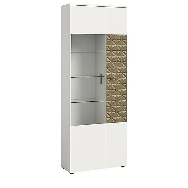 Inn.Furn Vitrine Weiß Gold 70 cm mit 9 Fächern Relief günstig online kaufen