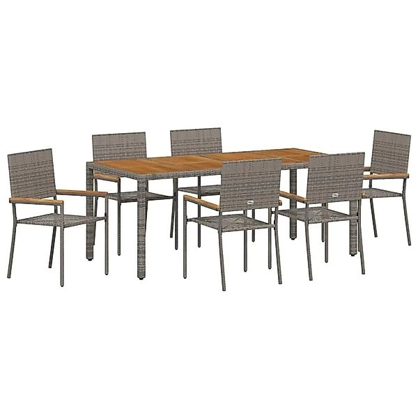 vidaXL Garten Essgruppe 7-Tlg Grau Poly-Rattan 3365411 günstig online kaufen