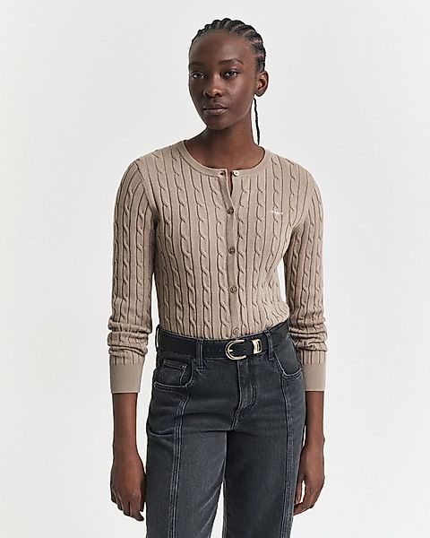 Gant Cardigan STRETCH COTTON CABLE Zopfmuster, Slim Fit, Rundhals günstig online kaufen