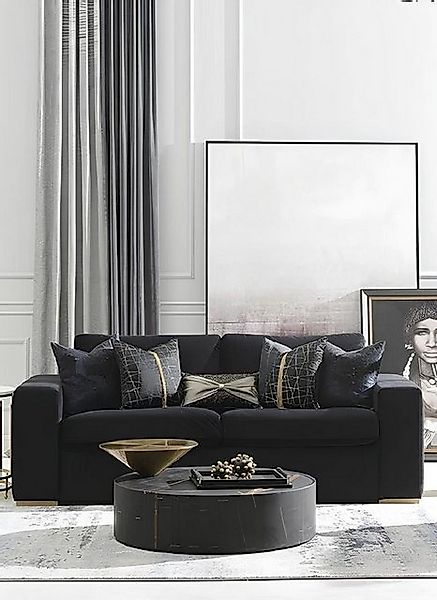Xlmoebel 3-Sitzer Schwarzes Chesterfield-Sofa mit Polsterung und Design für günstig online kaufen