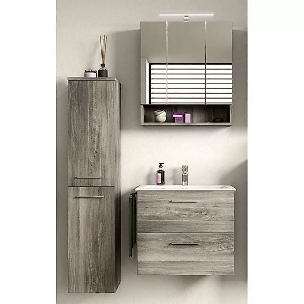 Gäste WC Möbel Set mit Spiegelschrank Waschbecken inklusive (dreiteilig) günstig online kaufen