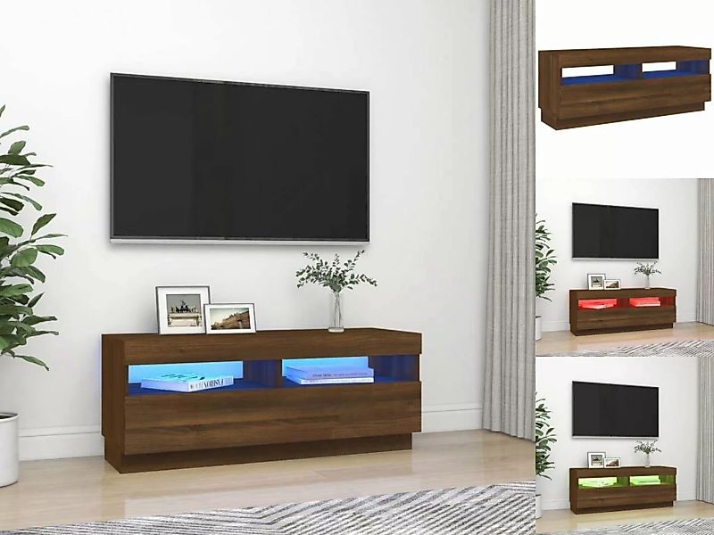 vidaXL TV-Schrank TV-Schrank mit LED-Leuchten Braun Eichen-Optik 100x35x40 günstig online kaufen