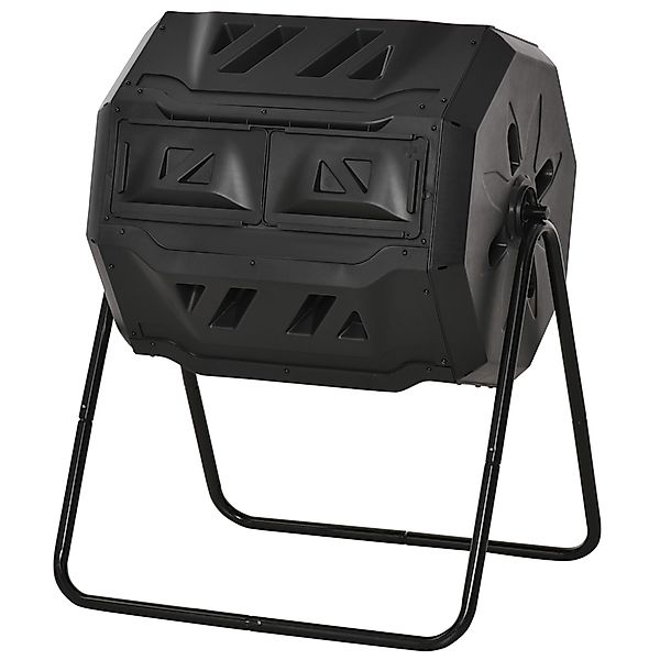 Outsunny Tumbling Compost Bin Outdoor 360° Dual Chamber Rotating Composter günstig online kaufen