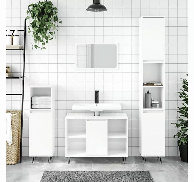 vidaXL Badezimmerspiegelschrank Badschrank Hochglanz-Weiß 30x30x100 cm Holz günstig online kaufen