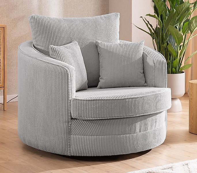 S-Style Möbel Drehsessel Ted Love Seat XXL 360 Grad drehbar aus Cord-Stoff, günstig online kaufen