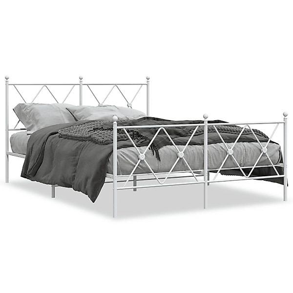 vidaXL Bettgestell mit Kopf- und Fußteil Metall Weiß 140x190 cm 376569 günstig online kaufen
