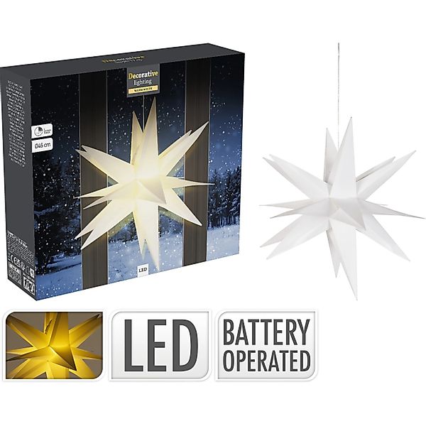 Deko-Leucht-Stern Weiß mit LED - Ø 27 cm günstig online kaufen