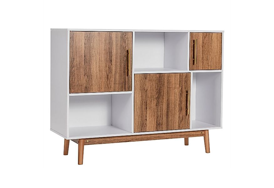 COSTWAY Sideboard, Bücherregal mit Türen & 6 Fächern,102x33x76cm günstig online kaufen