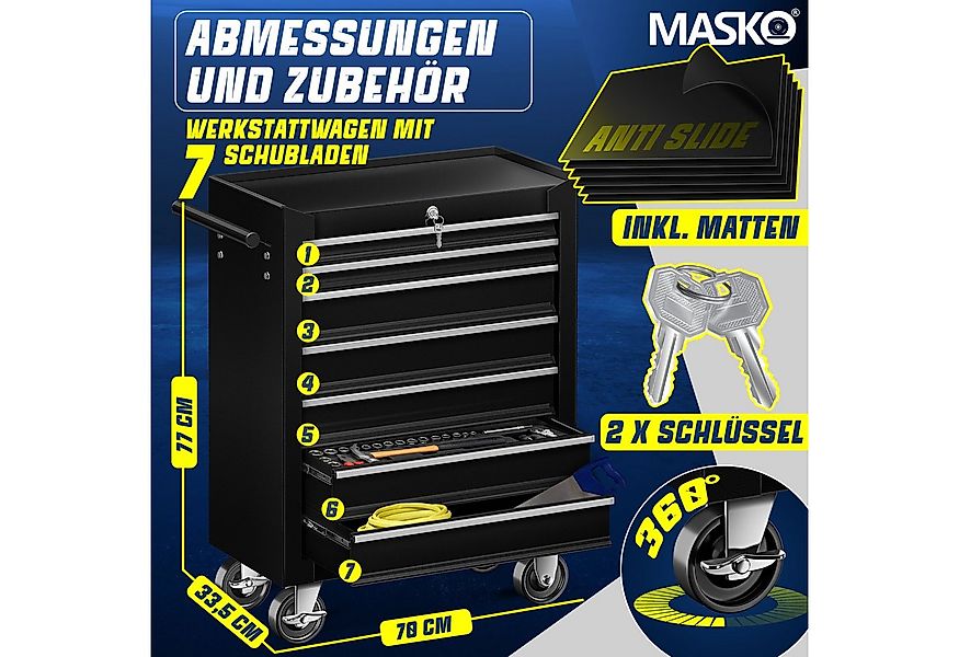 MASKO Werkstattwagen Profi Werkzeugwagen mit 7 Schubladen, abschließbar, ma günstig online kaufen