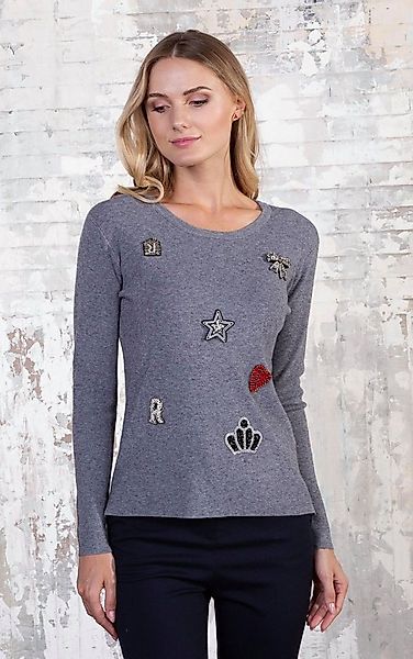 Passioni Strickpullover mit gestickten Motiven günstig online kaufen