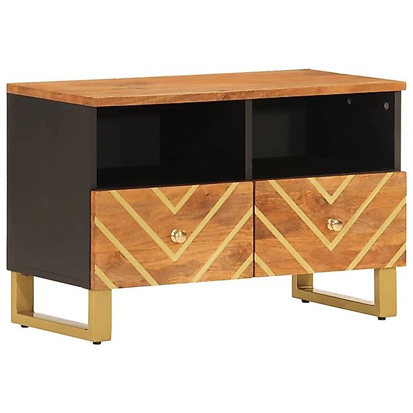VidaXL TV-Schrank Braun und Schwarz 70x33,5x46 cm Massivholz Mango günstig online kaufen