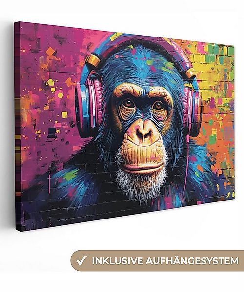 OneMillionCanvasses® Leinwandbild Graffiti - Schimpanse - Straßenkunst - Ko günstig online kaufen