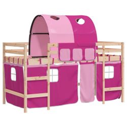 vidaXL Bett Kinderhochbett mit Tunnel Rosa günstig online kaufen