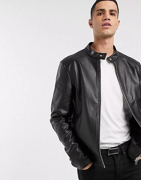 ASOS DESIGN – Schwarze Racer-Jacke aus Kunstleder günstig online kaufen