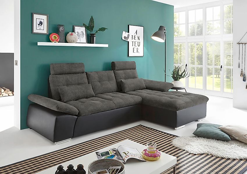 ED EXCITING DESIGN Ecksofa "Jakarta L-Form", mit Bettfunktion, Armteilverst günstig online kaufen