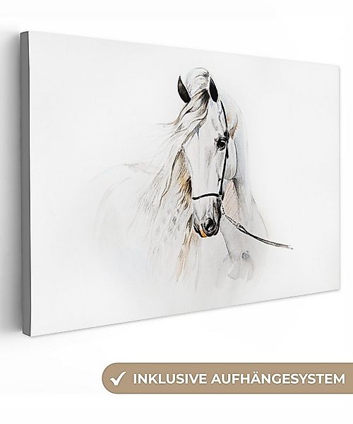 OneMillionCanvasses® Leinwandbild Pferd - Aquarell - Tiere - Weiß, Fotodruc günstig online kaufen