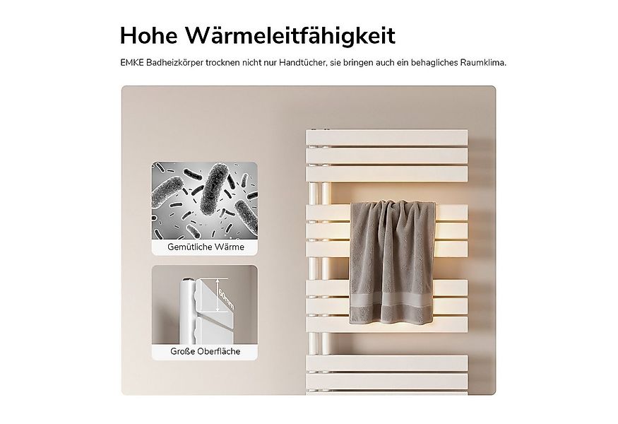 EMKE Badheizkörper Flach Paneelheizkörper Handtuchtrockner, 479W für 5qm Ra günstig online kaufen