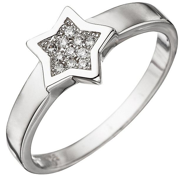 Schmuck Krone Silberring Damenring Stern in der Mitte, Zirkonia, 925 Silber günstig online kaufen