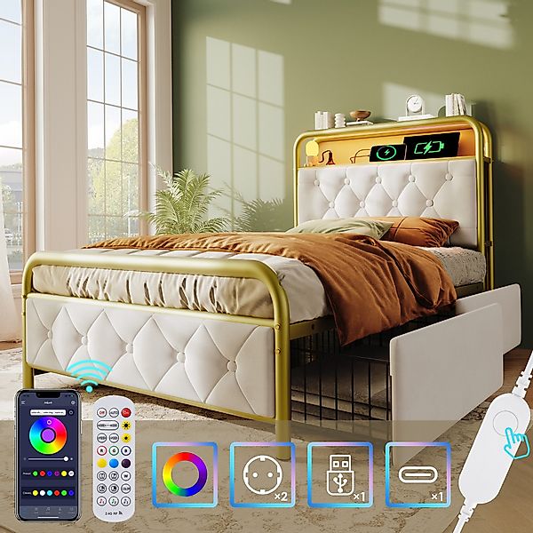 STILVORA Polsterbett Stauraumbett 90×200 Bettgestell Jugendbett günstig online kaufen