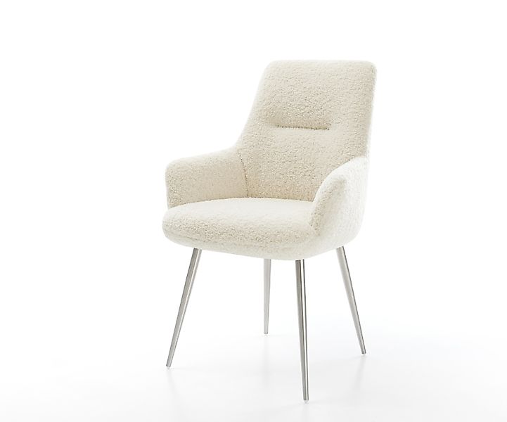Esszimmerstuhl Zelia-Flex mit Armlehnen Teddystoff Beige 4-Fuß konisch Edel günstig online kaufen